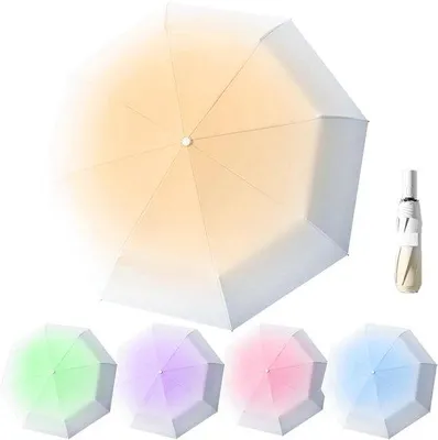 Image de Parapluie automatique Unyqoos® pour 2 personnes – Protection UV et protection contre le vent (jusqu'à 56 km/h), 8 baleines, fibre de polyester, compact (34 x 5 cm), couleurs : rose, bleu, violet, jaune