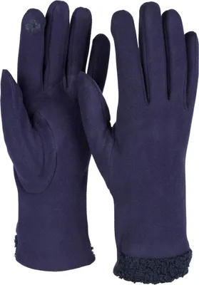 Produktbild von styleBREAKER Damen Touchscreen Handschuhe Teddyfell, Dunkelblau