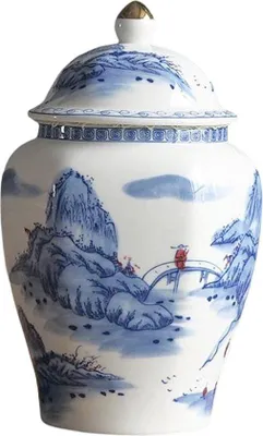 Zdjęcie produktu dla Ceramiczny czajniczek z porcelany w kolorze niebiesko-białym z pokrywką