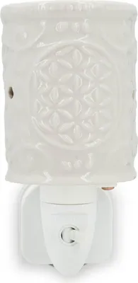Produktbild von Elektrische Duftlampe Blume des Lebens, Nachtlicht, HxBxT:19x15x9cm, Keramik, flammenlos, weiß