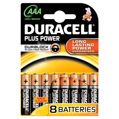 Produktbild von Duracell 8x LR03 AAA, Einwegbatterie, AAA, Alkali, 1,5 V, 8 Stück(e), Zylindrische