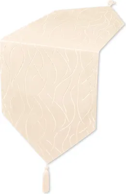 Produktbild von Tischläufer creme 30x160 cm Damast Streifen Tischband modern Tischdecke Mitteldecke
