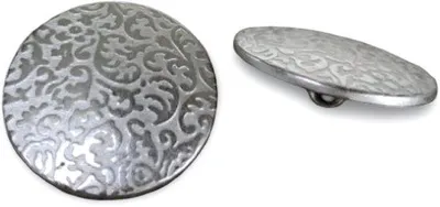 Produktbild von 10 Stück silberne Metallknöpfe mit Blumenmuster, 18 mm oder 22 mm (18 mm)