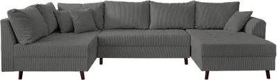 Produktbild von Lisa Design Rune, Wohnlandschaft links, 7-Sitzer, aus Cord , Dunkelgrau