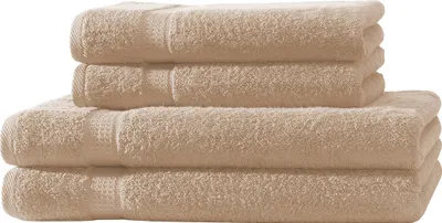 Produktbild von 4er Set Frottee 2x Handtücher 2x Duschtücher Elegance 100% Baumwolle 500 gsm 50x100 cm 70x140 cm beige