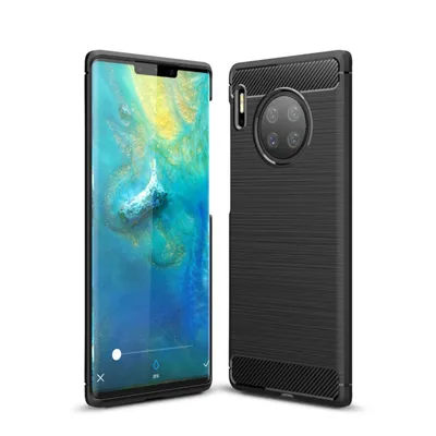 Zdjęcie produktu dla Huawei Mate 30 Pro TPU Case Carbon Fibre Optics Brushed Protective Cover czarny