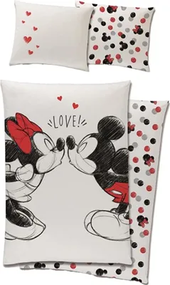 Produktbild von Mickey Mouse - "Love" Einzelbett Bettwäsche-Set AG3938 (Einzelbett) (Bunt)