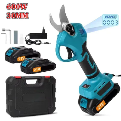 Image de Sécateur électrique - Sécateur sans fil - 600 W - Diamètre de coupe : 30 mm - Écran LED - 2 batteries 21 V - Prise européenne