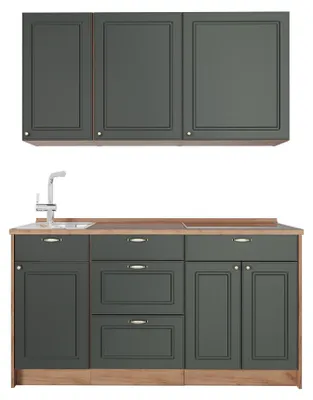 Produktbild von Singleküche Vicco Fame-Line Grün-Gold Landhaus/Goldkraft Eiche 150 cm, AP Eiche, Model 64788