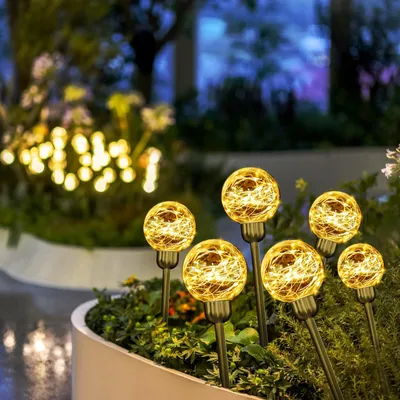 Produktbild von Salcar LED Solarleuchten Gartendeko, 4 Stück Solarstecker Gartenleuchten Außen Wasserdicht, 8 Modi Solar Gartenleuchten, Gartenstecker Solarlampen für