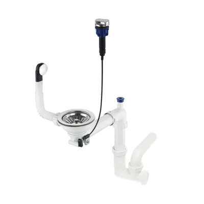 Produktbild von Granmaster Siphon Küchenspüle Automatischer 1-Kammer Raumsparsiphon mit überlauf - Ablaufgarnitur für Spüle  Italy Anschluss an der Unterseite