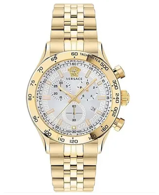 Produktbild von Versace VE2U01124 Hellenyium Chrono weiss gold Edelstahl Herren Uhr NEU