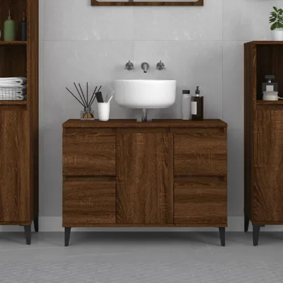 Produktbild von "im Angebot" Waschbeckenunterschrank Braun Eichen-Optik 80x33x60 cm - Badspiegel CC21876