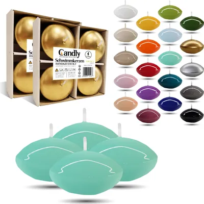 Obrázok produktu pre CANDLY HANDMADE© 4x veľké plávajúce sviečky Premium Ø 70 mm | Valentín, Veľká noc, Vianoce, dekorácie, sviečky, sviečky pre dámy (Mint)
