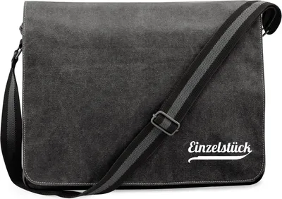 Produktbild von Huuraa Umhängetasche Einzelstück Schriftzug 14 Liter Black Canvas Laptoptasche Geschenkidee