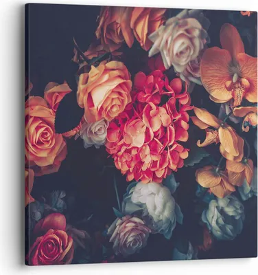 Produktbild von Bild auf Leinwand - Leinwandbild - Einteilig - Blumenstrauß Blumen Rosen - 40x40cm - Wand Bild - Wanddeko - Wandbilder - Leinwanddruck - Bilder - Wanddekoration - Leinwand bilder - AC40x40-5002