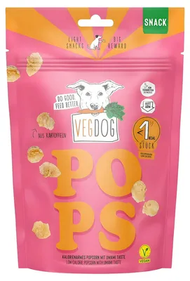 Produktbild von VEGDOG Pops Hundesnack 20 g, fettarm, leicht verdaulich, für Training & sensible Mägen