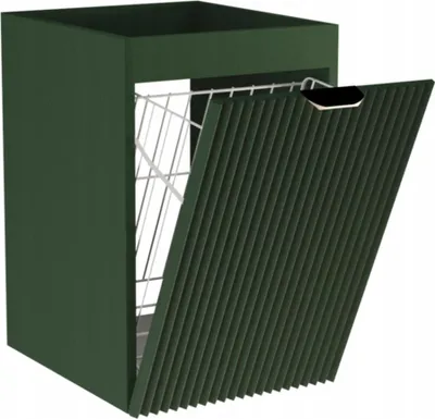 Produktbild von WENA Badezimmerschrank 40 cm, mit Wäschekorb, geriffelte Fronten, Griffe aus Metall in der Farbe Gold Willy (Farbe: Salbei)