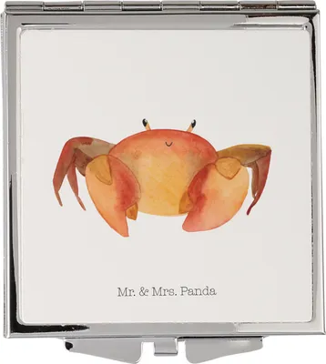 Produktbild von Mr. & Mrs. Panda Kleiner Spiegel Sternzeichen Krebs - Weiß - Geschenk, Krabbe, Meerestier, Geburtstag Juni, Krebse, Mini, Reisespiegel, Klappbarer Taschenspiegel, Meer
