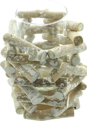 Produktbild von Windlicht Maritima Holz & Glas 18cm – Kerzenhalter