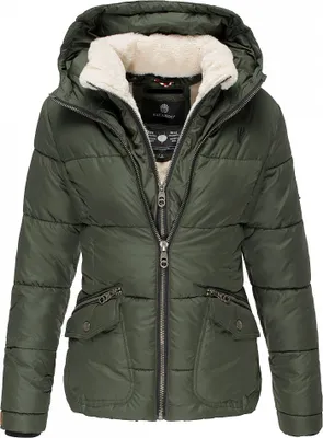 Produktbild von Navahoo Damen Winter Jacke Stepp Teddyfell warm Gefüttert Megan Olive Gr. 36 - S
