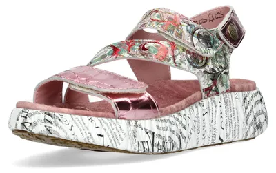 Produktbild von Laura Vita Damen Sandalette Metallic Krokodilprägung Plateau NIKITO 19, Größe:40 EU, Farbe:Rosa