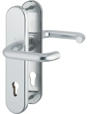 Immagine prodotto di Set di maniglie a leva HOPPE PARIS - DIN 92mm, argento, PZ per TS 77-82mm, o. KZS