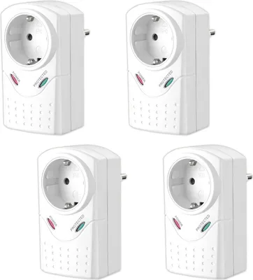 Produktbild von 4x Steckdosenadapter Überspannungsschutz Max. 3380 Watt Blitzschutz Geräteschutz Steckdose