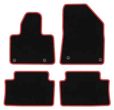 Image de Tapis de sol en moquette noir/rouge pour Citroen C5 II X7 2008-2017 4 pièces
