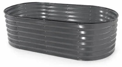 Produktbild von Metallhochbeet für Kinder, ovales Hochbeet 160x80x45 cm anthrazit