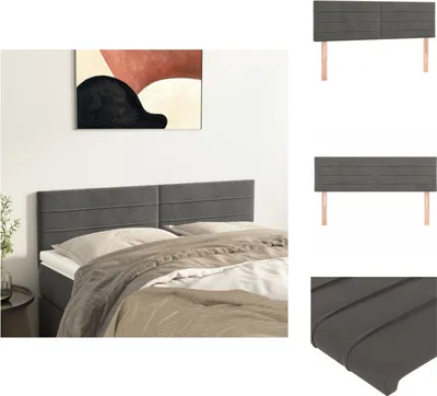 Produktbild von vidaXL Kopfteile 2 Stk. Dunkelgrau 72x5x78/88 cm Samt -  Kopf- & Fußenden