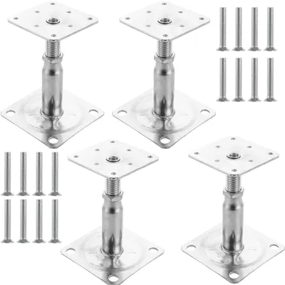 Imagen del producto de Soporte ajustable para postes, de 100 a 150 mm, acero galvanizado, juego de 4 unidades, para jardines y cercas