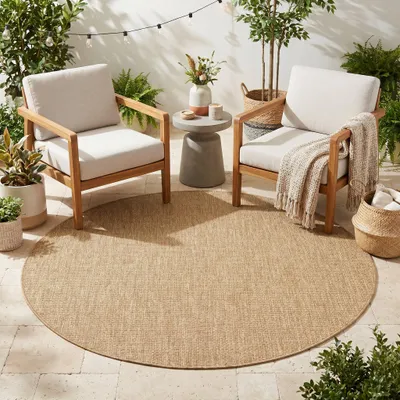 Produktbild von Tapiso Teppich YUCANA Rund Outdoor Beige Balkon UV-beständig 120 x 120 cm