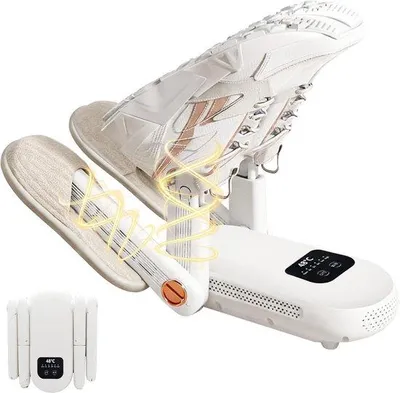 Immagine prodotto di Asciugatrice elettrica per scarpe con 4 supporti, asciugatrice portatile per scarpe con timer e 2 velocità, adatta per scarpe, calze e guanti.
