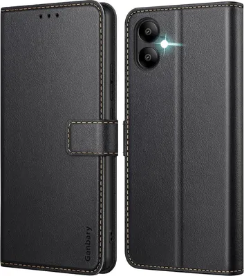 Produktbild von Samsung Galaxy A05 Handyhülle: Premium Leder Klapphülle mit Kartenschlitzen, Magnetverschluss und Standfunktion - Schwarz