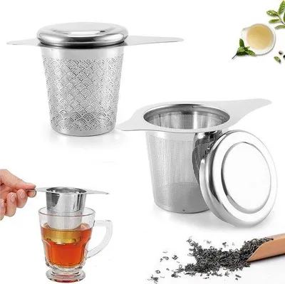 Productafbeelding van Unyqoos® 2-delige set fijne theefilters van roestvrij staal 304 – theezeefjes voor losse thee en kruiden, met lange handgreep, geschikt voor kopjes en kannen, vaatwasmachinebestendig