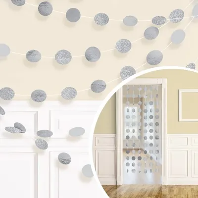 Produktbild von amscan Dekohänger Glitzer silber 213cm 6 Stück
