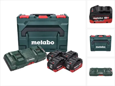 Zdjęcie produktu dla Zestaw podstawowy Metabo 4x akumulator Li-Power 18 V 10,0 Ah CAS Li-Ion ( 685143590 ) + podwójna ładowarka DUO ASC 145 + metaBOX