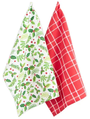 Immagine prodotto di Asciugamani natalizi a tema "Boughs of Holly" (set di 2), dimensioni 18 x 28 cm