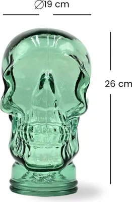 Produktbild von Glas KOPFHÖRERSTÄNDER TOTENKOPF| 26cm Glaskopf Skulptur | Farbe: T03 grün