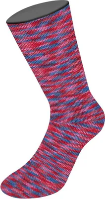Produktbild von Lana Grossa MEILENWEIT 150 g MULTI strapazierfähige und warme 6-fach Sockenwolle 390 m Farbe 9663 - Rosa/Rot/Bordeaux/Blau/Azur