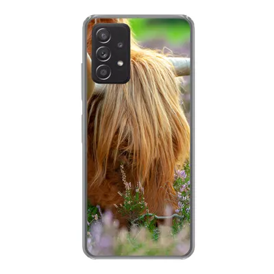 Produktbild von MuchoWow® Handyhülle Schutzhülle Hülle für Samsung galaxy a73 Schottischer Hochländer - Hörner - Heidekraut Silikon Softcase Handy Hülle - Handyhülle