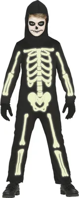 Immagine prodotto di Fiestas Guirca - Costume da scheletro per bambini, set luminoso FG1477 (116) (nero)