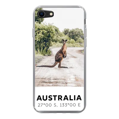 Produktbild von MuchoWow® Handyhülle Schutzhülle Hülle für iPhone SE 2020 Känguru - Australien - Tiere Silikon Softcase Handy Hülle - Kartenbesitzer