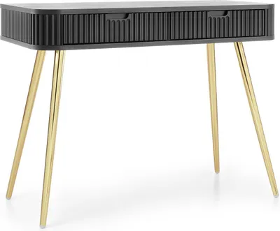 Produktbild von FURNLUX Konsolentisch Zova Schwarz Und Gold 103cm / Hauptfarbe: Schwarz / Abmessungen: 103 x 80 x 49 cm