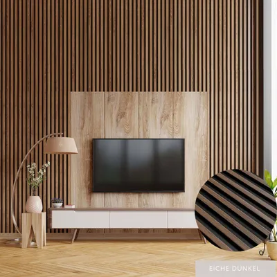 Produktbild von PROVISTON | Akustik 3D Wandpaneele | Set | 12 x 120 x 2700 mm pro Paneel | Eiche Dunkel | Modern | Hochwertig | Robust | Langlebig | 11 Stück