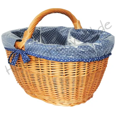 Produktbild von Einkaufskorb "BASIS" mit abnehmbarer blauer Folie Weidenkorb Korb