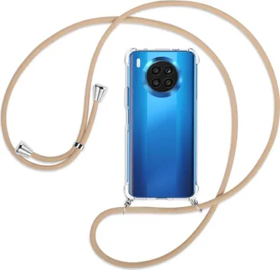 Produktbild von Handykette Backcover-Schutzhülle mit Band (Metall silberfarben) für Huawei nova 8i / Honor 50 Lite - beige