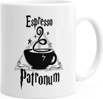 Produktbild von Kaffee-Tasse Espresso Patronum Kaffeetasse Teetasse Keramiktasse MoonWorks® weiß unisize