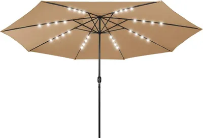 Produktbild von vidaXL Sonnenschirm mit LED-Beleuchtung 400 cm Taupe
